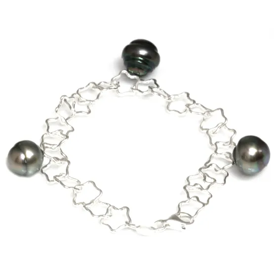 Bracelet Argent Perle De Tahiti Culture Moea Perles